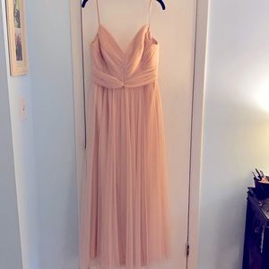 Amsale pink chiffon bridesmaids gown